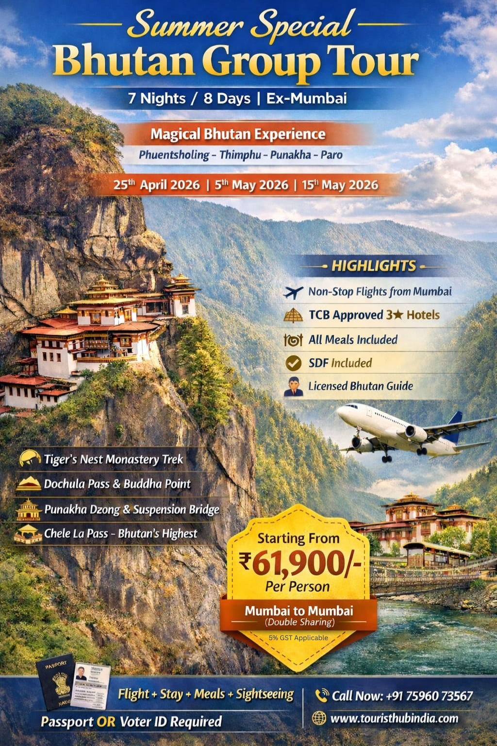bhutan group tour package from Bagdogra with Touristhub Holidays