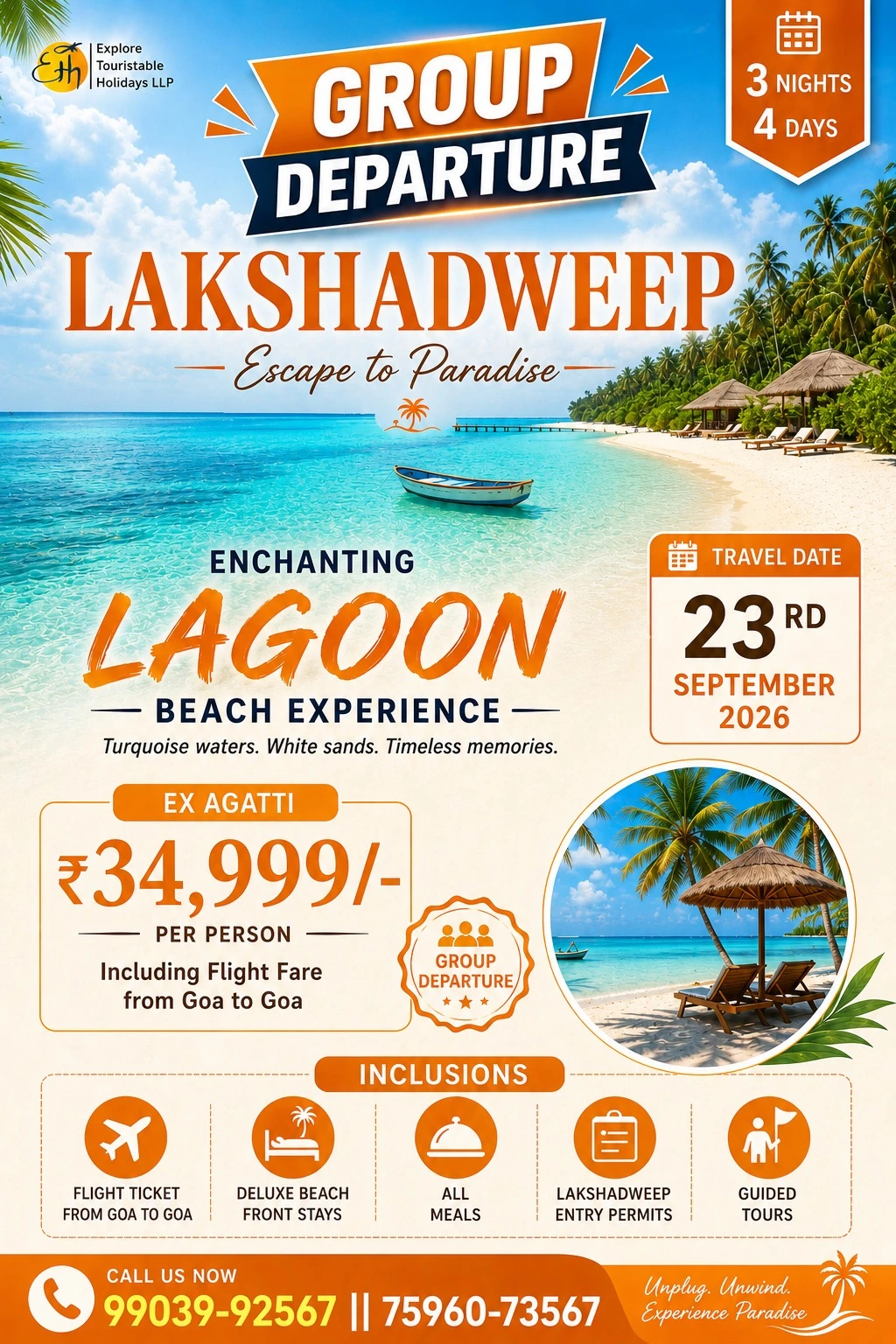 Kolkata to Lakshadweep group tour with Touristhub Holidays