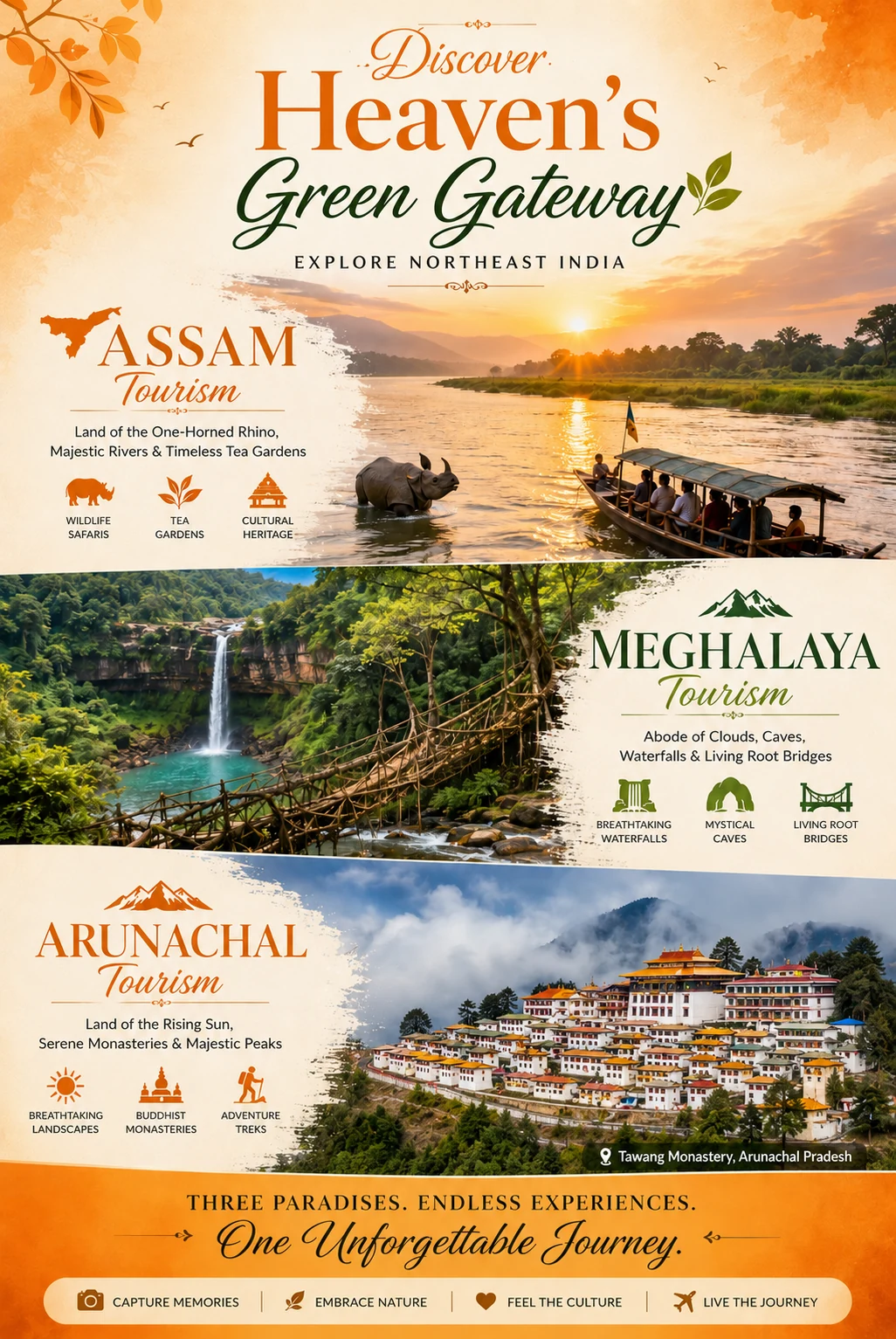 Assam Meghalaya Arunachal Pradesh tour from Surat with Touristhub holidays