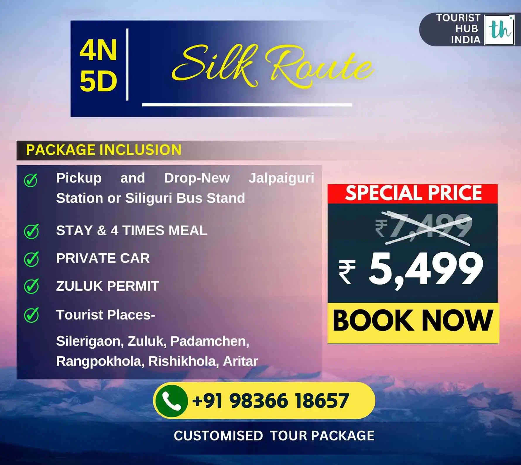 Zuluk tour package with Tourist Hub India